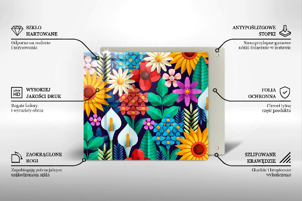 Skärbräda av glas Illustration äng blommor