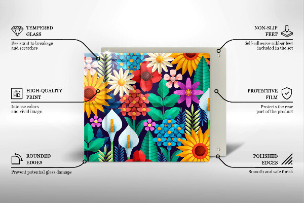 Skärbräda av glas Illustration äng blommor