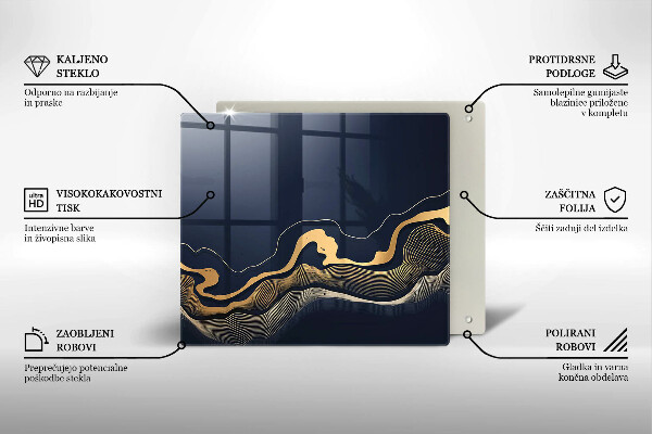 Skärbräda av glas Abstrakta gyllene linjer
