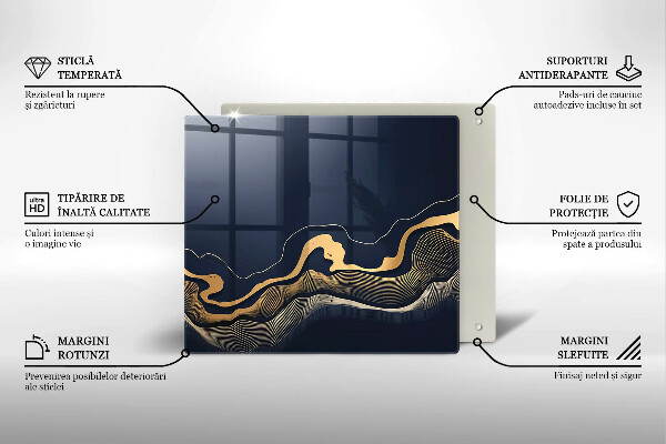 Skärbräda av glas Abstrakta gyllene linjer