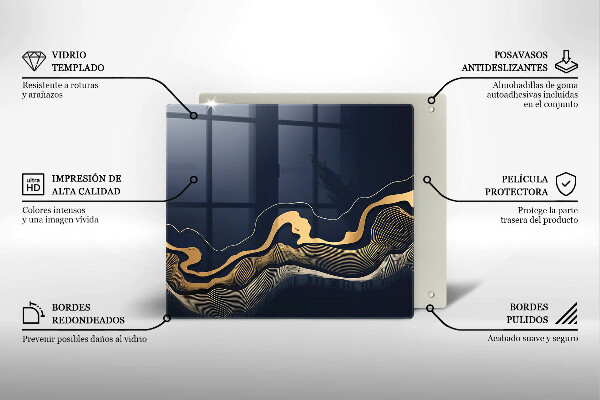 Skärbräda av glas Abstrakta gyllene linjer