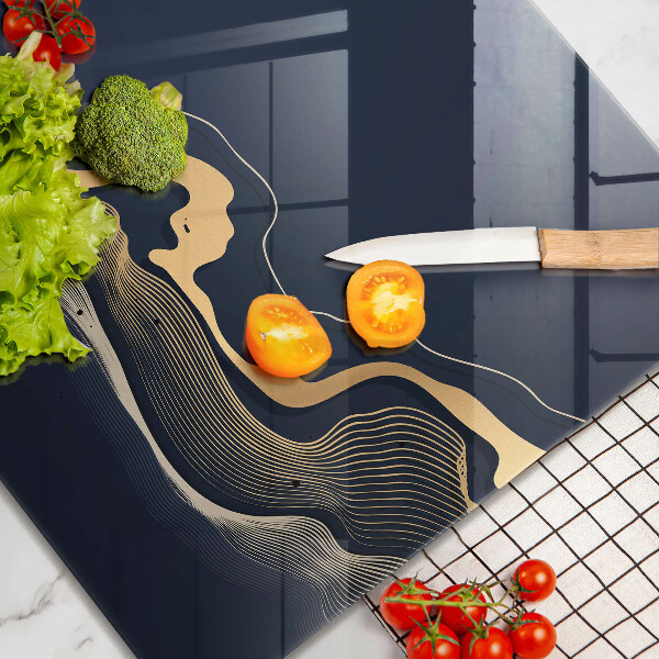 Skärbräda av glas Abstrakta gyllene linjer