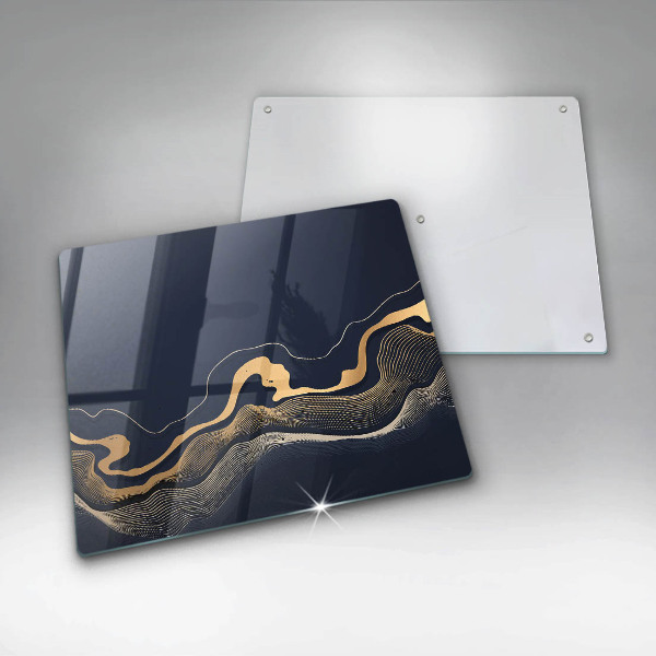 Skärbräda av glas Abstrakta gyllene linjer