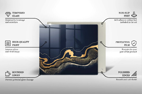 Skärbräda av glas Abstrakta gyllene linjer