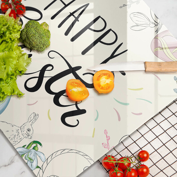 Skärbräda av glas Glad påsk inskription