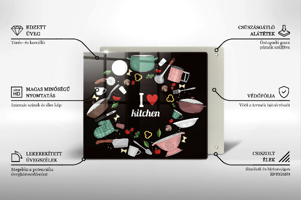 Skärbräda av glas Jag älskar köksillustration