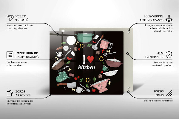 Skärbräda av glas Jag älskar köksillustration