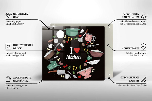 Skärbräda av glas Jag älskar köksillustration