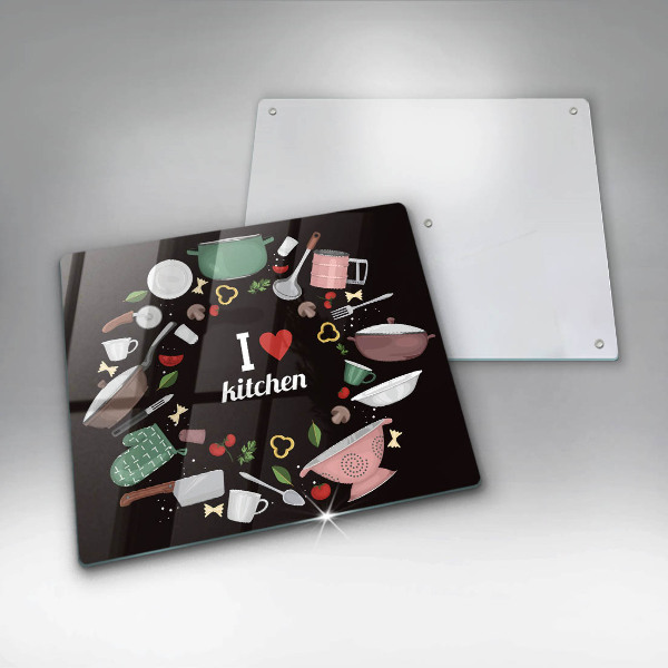 Skärbräda av glas Jag älskar köksillustration
