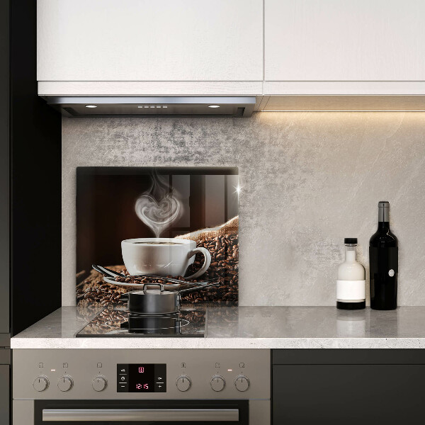 Skärbräda av glas Kaffe och en kopp