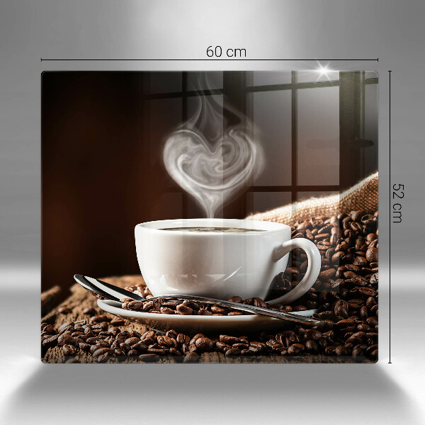 Skärbräda av glas Kaffe och en kopp