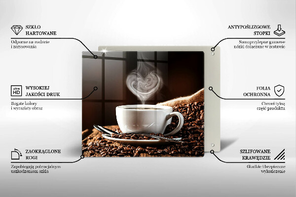 Skärbräda av glas Kaffe och en kopp