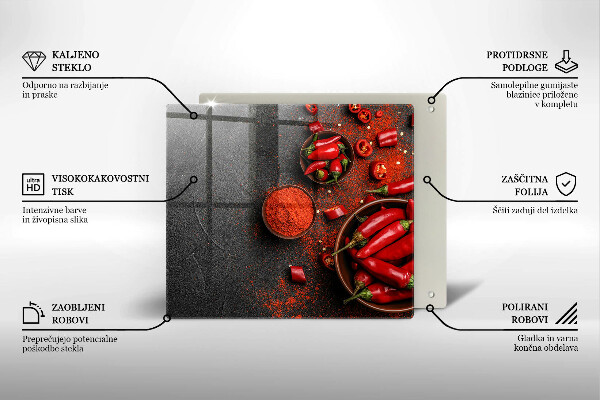 Skärbräda av glas Röd chilipeppar