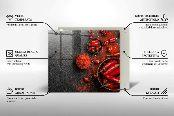 Skärbräda av glas Röd chilipeppar