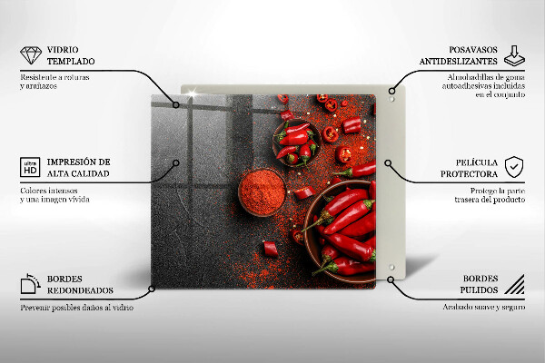 Skärbräda av glas Röd chilipeppar