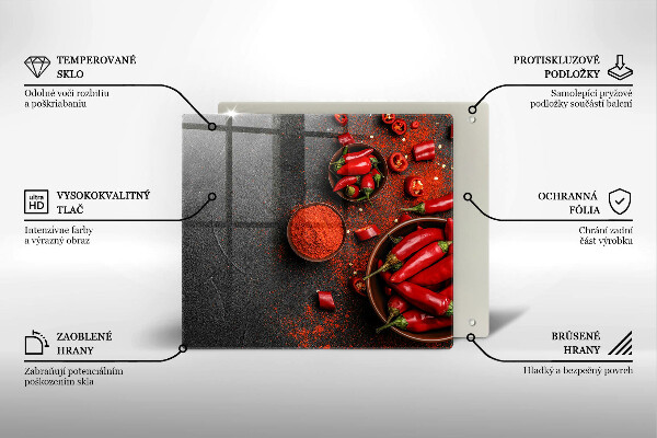 Skärbräda av glas Röd chilipeppar