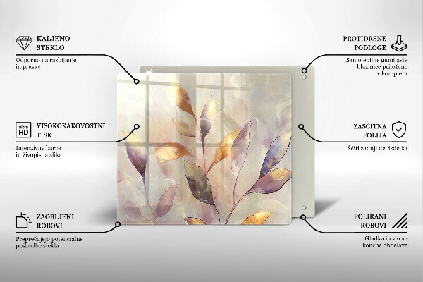 Skärbräda av glas Målade boho löv