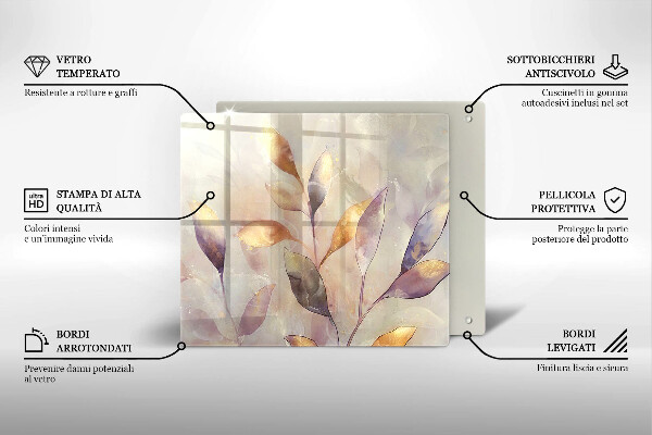 Skärbräda av glas Målade boho löv