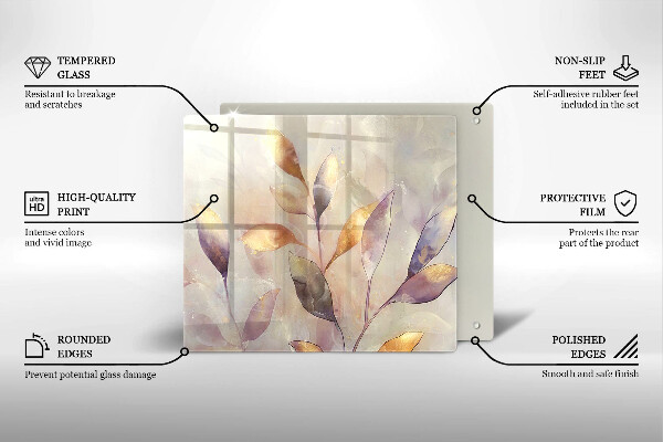 Skärbräda av glas Målade boho löv