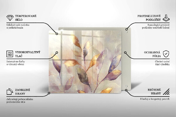 Skärbräda av glas Målade boho löv