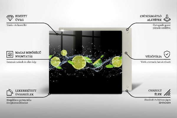Skärbräda av glas Lime mynta vatten