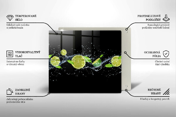 Skärbräda av glas Lime mynta vatten