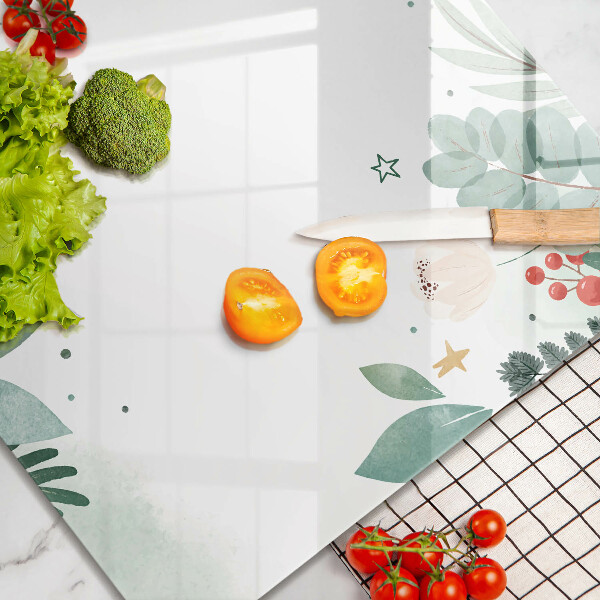 Skärbräda av glas Akvarell blad