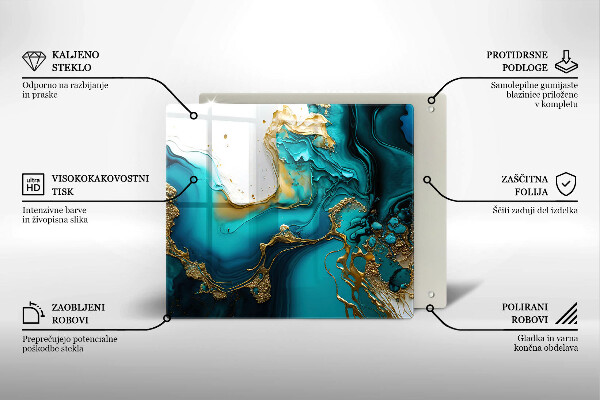 Skärbräda av glas Turkos abstraktion