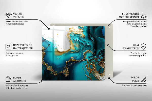 Skärbräda av glas Turkos abstraktion