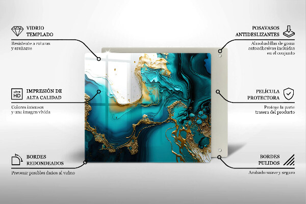 Skärbräda av glas Turkos abstraktion