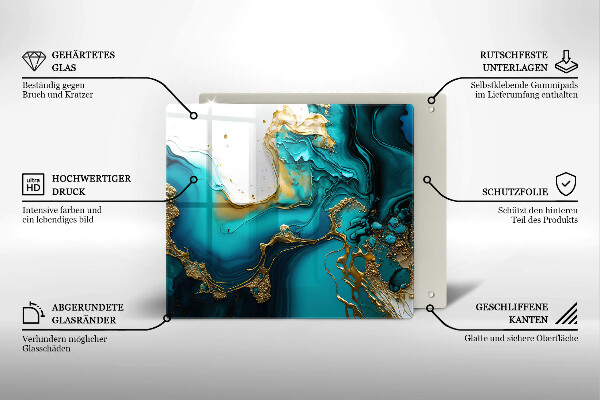 Skärbräda av glas Turkos abstraktion