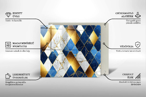 Skärbräda av glas Gyllene romb marmor