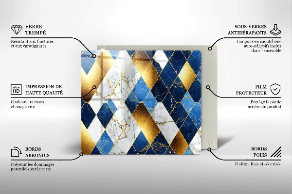 Skärbräda av glas Gyllene romb marmor