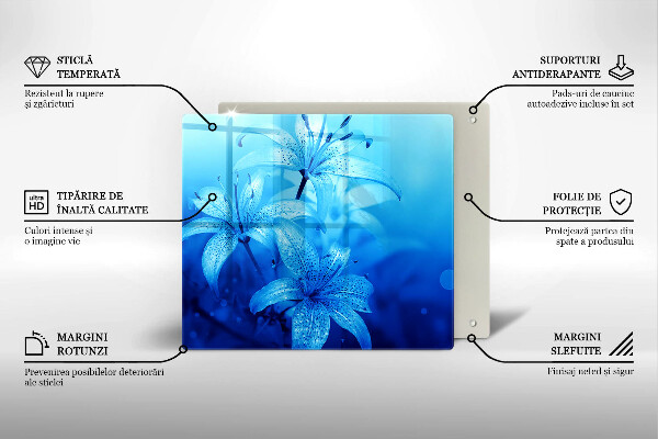 Skärbräda av glas Błękitne kwiaty
