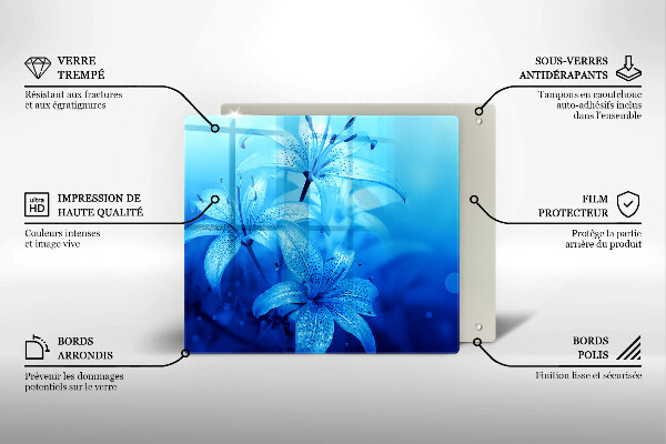 Skärbräda av glas Błękitne kwiaty