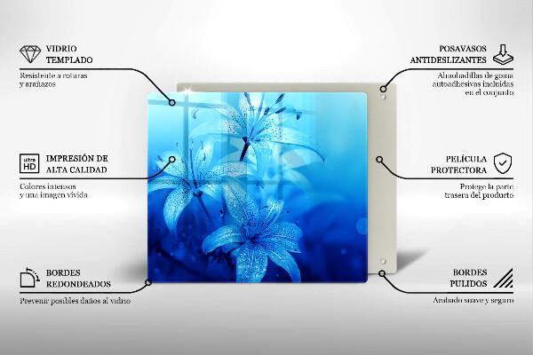 Skärbräda av glas Błękitne kwiaty