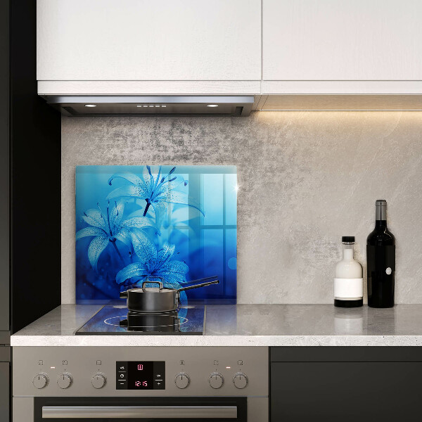 Skärbräda av glas Błękitne kwiaty