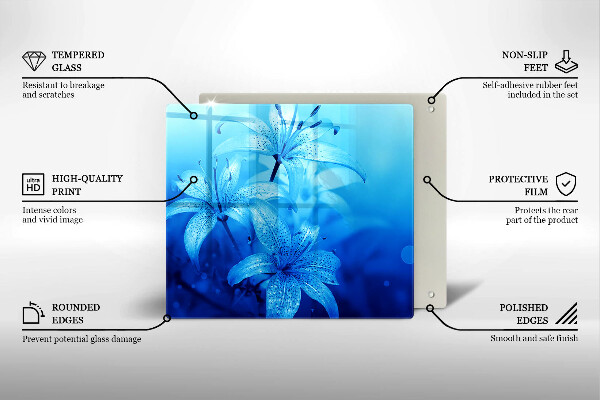 Skärbräda av glas Błękitne kwiaty