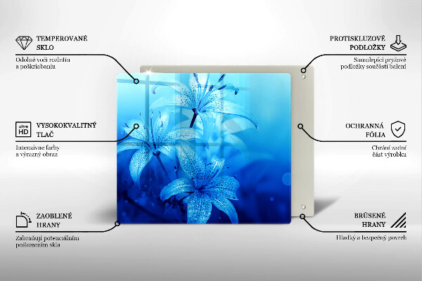 Skärbräda av glas Błękitne kwiaty