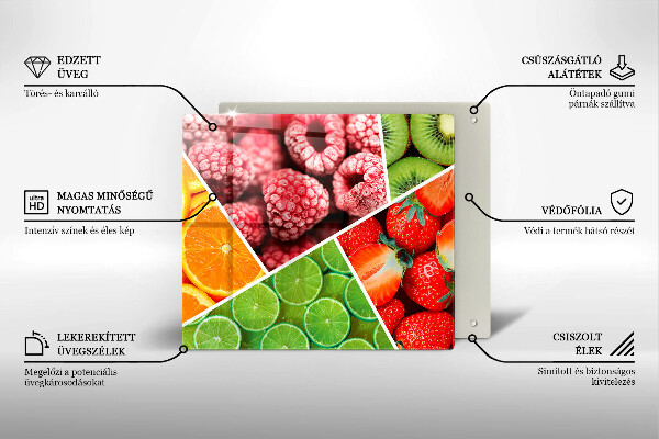 Skärbräda av glas Kolorowe owoce
