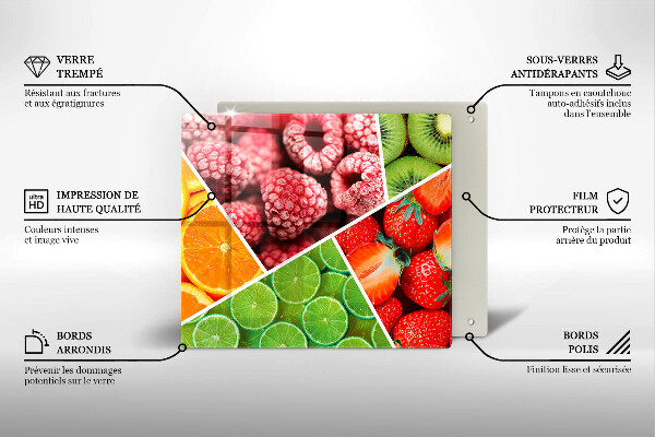 Skärbräda av glas Kolorowe owoce