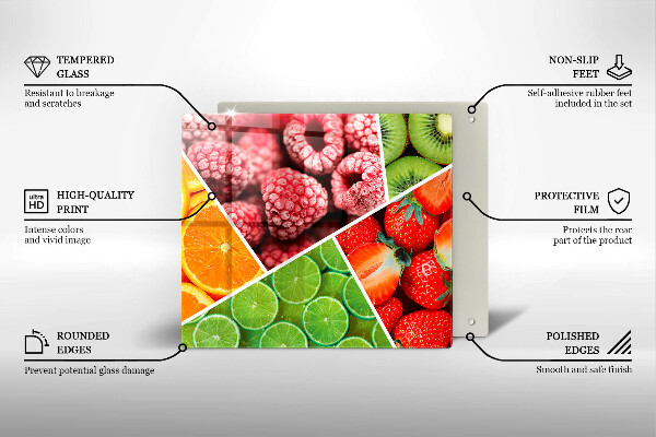 Skärbräda av glas Kolorowe owoce