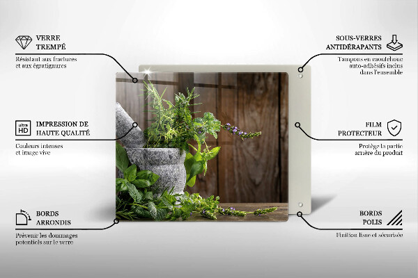 Skärbräda av glas Zielone zioła