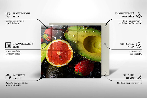 Skärbräda av glas Owoce i warzywa