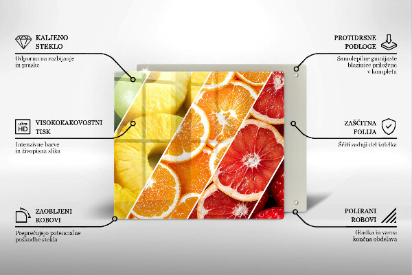 Skärbräda av glas Kolorowe owoce