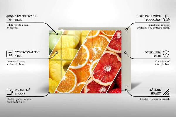 Skärbräda av glas Kolorowe owoce