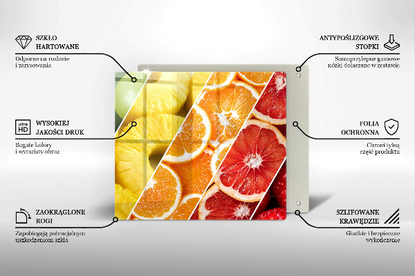 Skärbräda av glas Kolorowe owoce