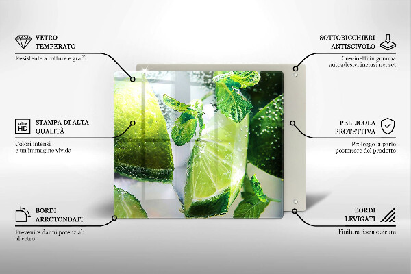 Skärbräda av glas Woda z limonką i lodem