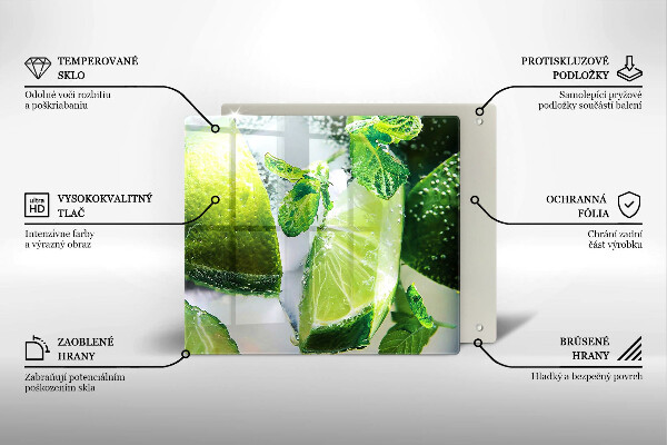 Skärbräda av glas Woda z limonką i lodem