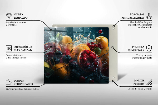 Skärbräda av glas Owoce w wodzie